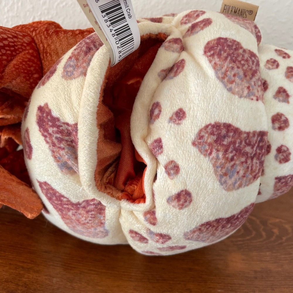 Folkmanis Puppets 12" Hermit Crab Hand Puppet Spotted Pattern Shell Orange Crab - Picture 10 of 15